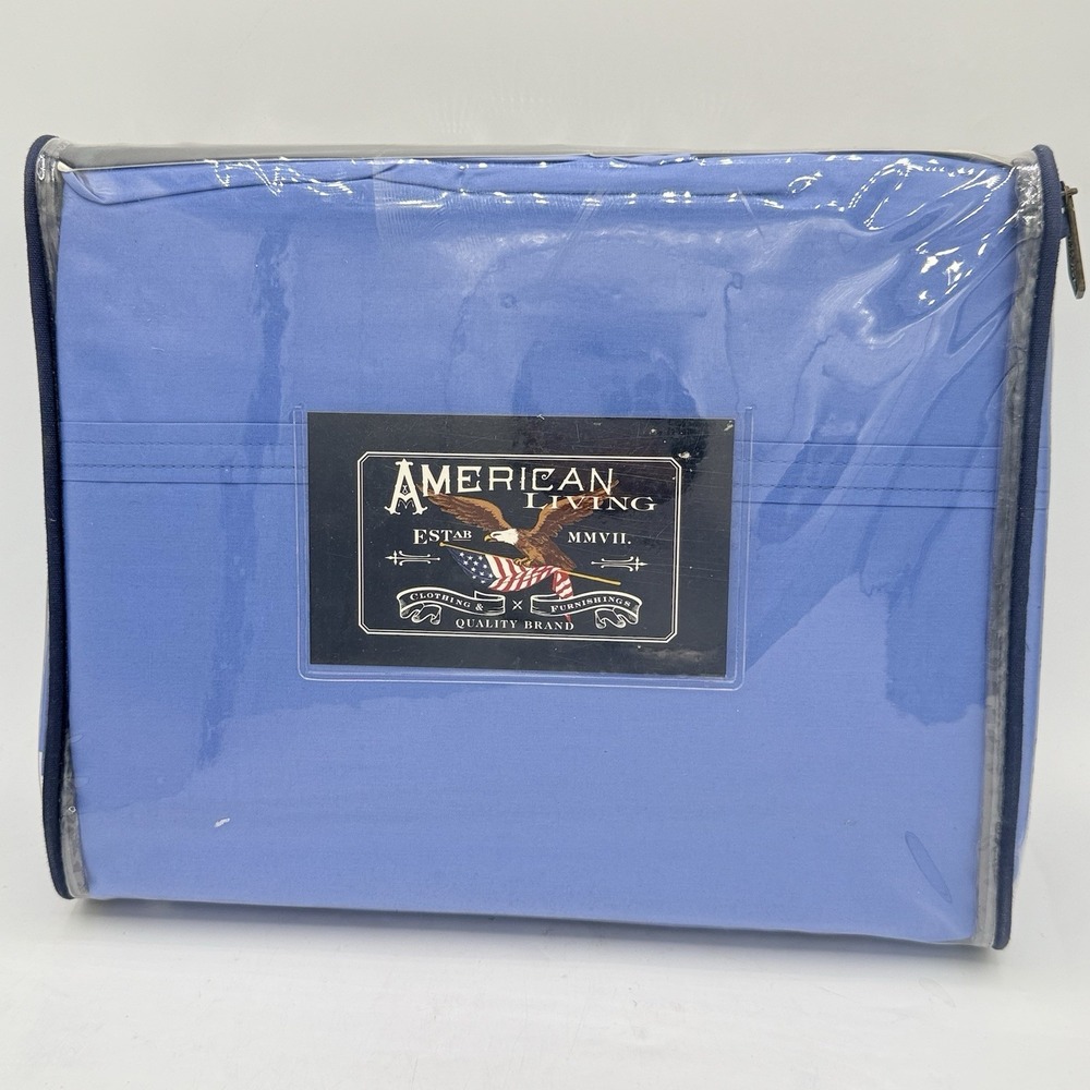 American Living Full Sheet Set 450 TC French Blue Cotton Bedding NIP $110
